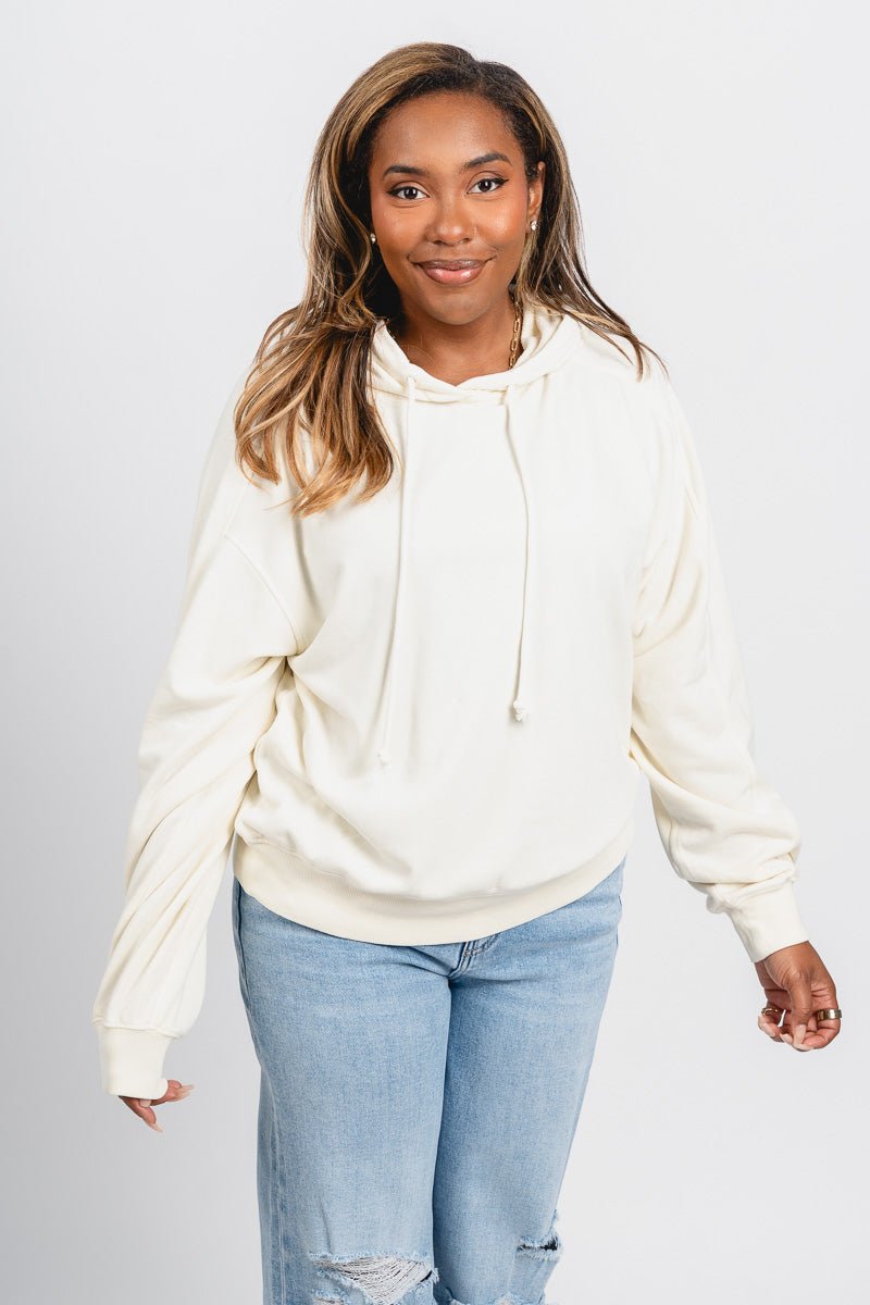 Mineral wash hoodie cream