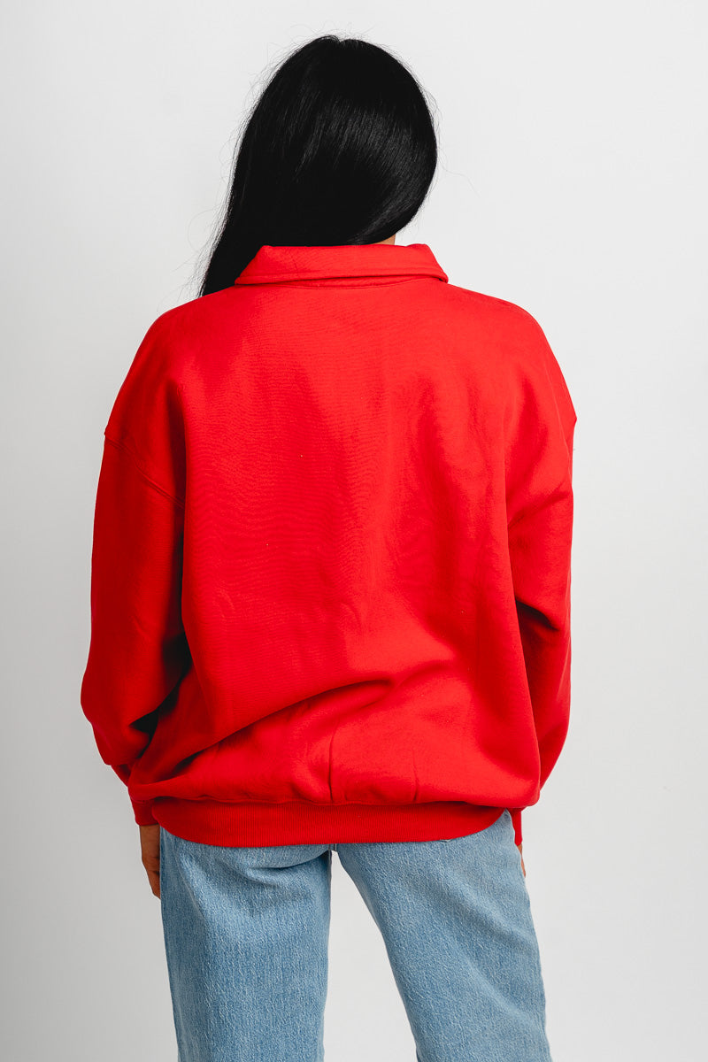 Oversized polo top red