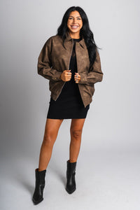 Boyfriend bomber jacket brown – Fashionable Jackets | Trendy Blazers at Lush Fashion Lounge Boutique in Oklahoma City