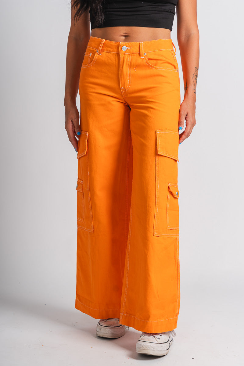 Stitch cargo pants orange | Lush Fashion Lounge: women's boutique pants, boutique women's pants, affordable boutique pants, women's fashion pants