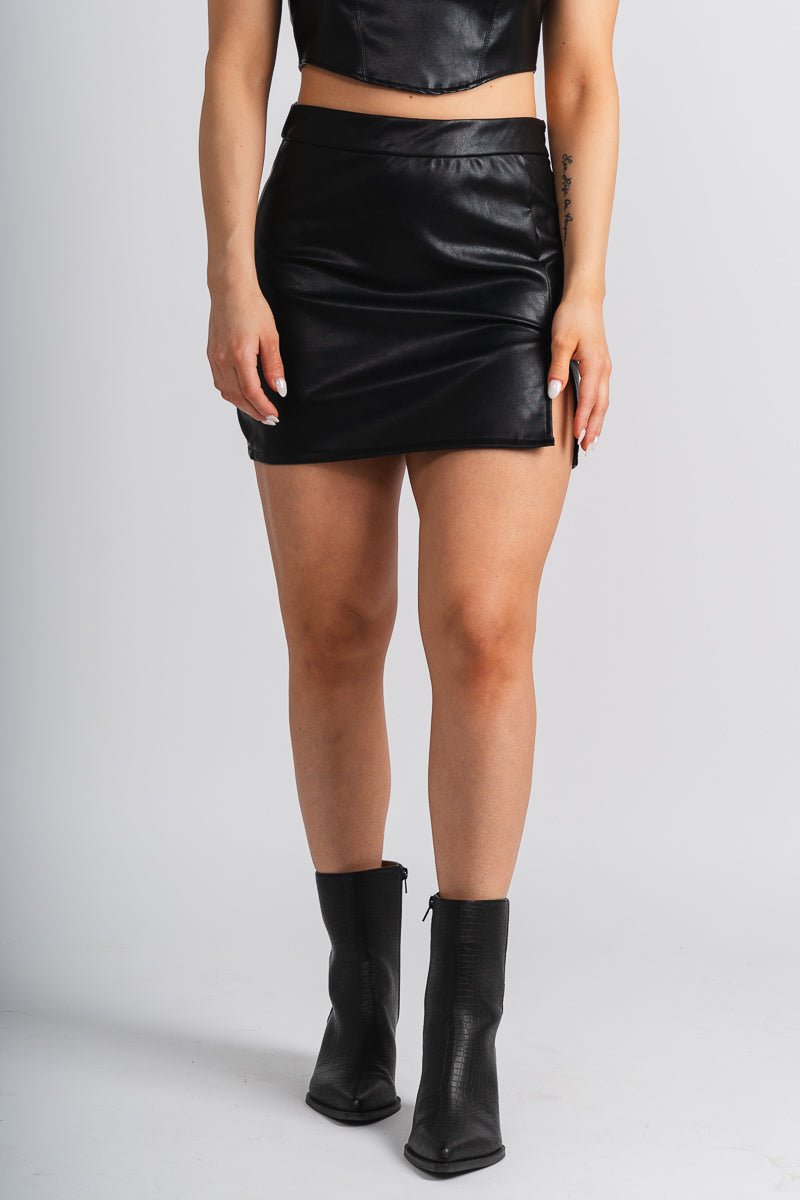Faux leather skirt black | Lush Fashion Lounge: boutique fashion skirts, affordable boutique skirts, cute affordable skirts