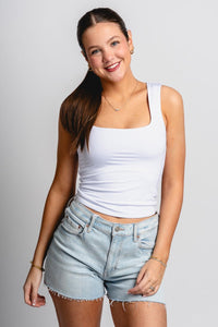 Square neck tank top off white - Affordable tank top - Boutique Tank Tops at Lush Fashion Lounge Boutique in Oklahoma City