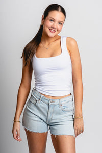 Square neck tank top off white - Cute tank top - Trendy Tank Tops at Lush Fashion Lounge Boutique in Oklahoma City