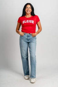 SLEIGH baby tee red - Exclusive Collection of Holiday Inspired T-Shirts and Hoodies at Lush Fashion Lounge Boutique in Oklahoma City