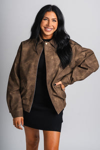 Boyfriend bomber jacket brown – Affordable Blazers | Cute Black Jackets at Lush Fashion Lounge Boutique in Oklahoma City