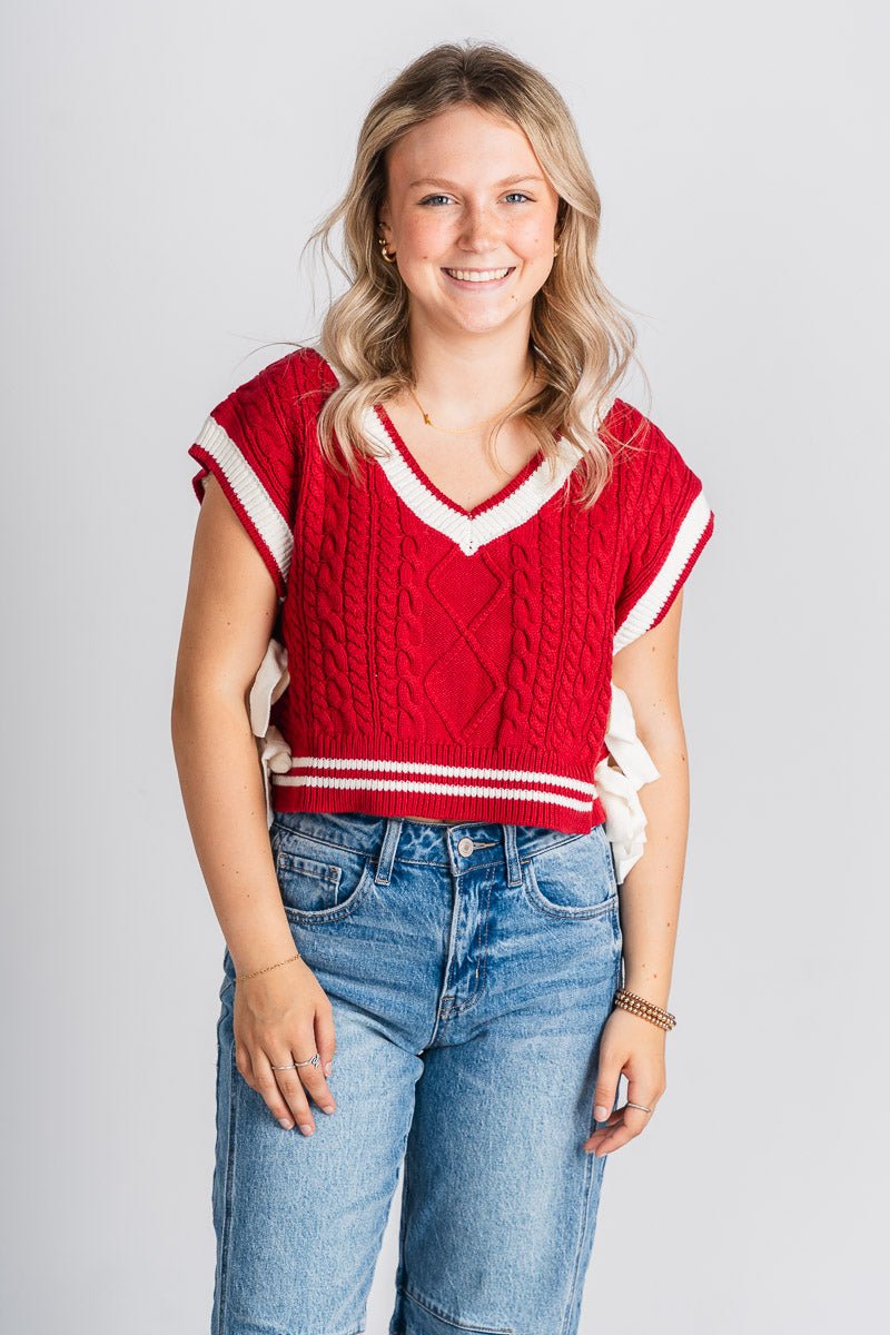 Varsity sweater vest crimson/white