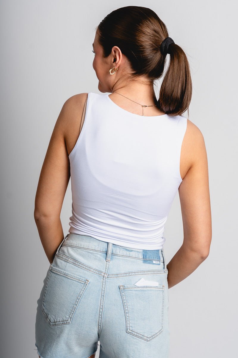 Square neck tank top off white
