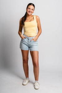 Square neck tank top off lemon - Trendy tank top - Fashion Tank Tops at Lush Fashion Lounge Boutique in Oklahoma City