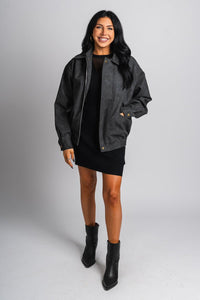 Boyfriend bomber jacket black – Unique Blazers | Cute Blazers For Women at Lush Fashion Lounge Boutique in Oklahoma City