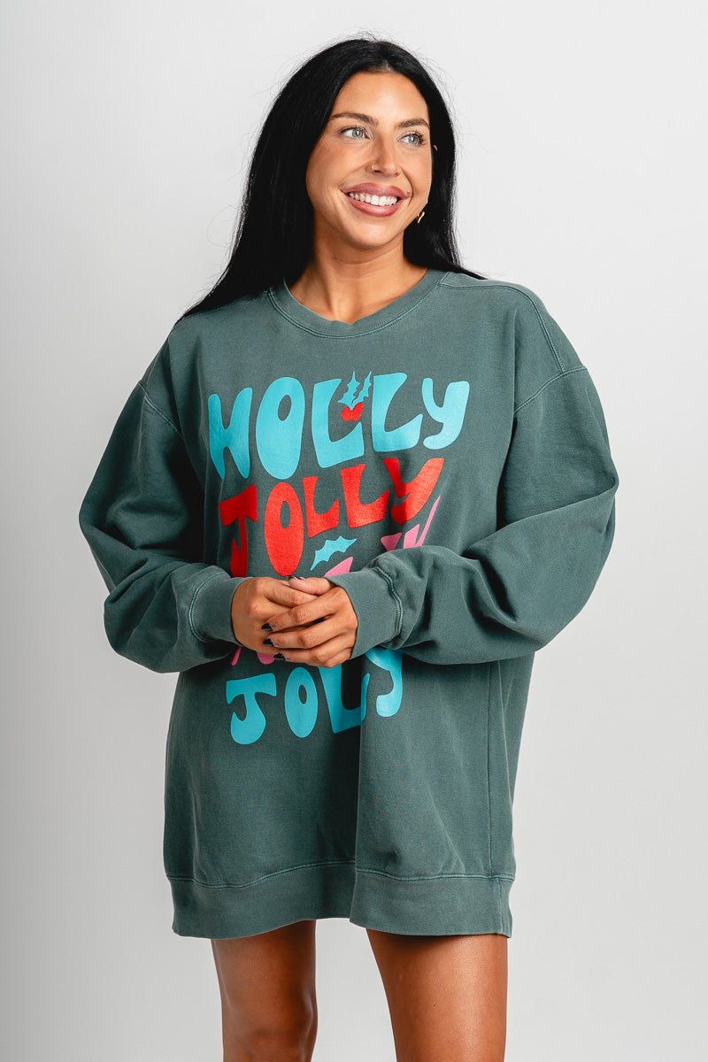 Holly Jolly repeater oversized sweatshirt green