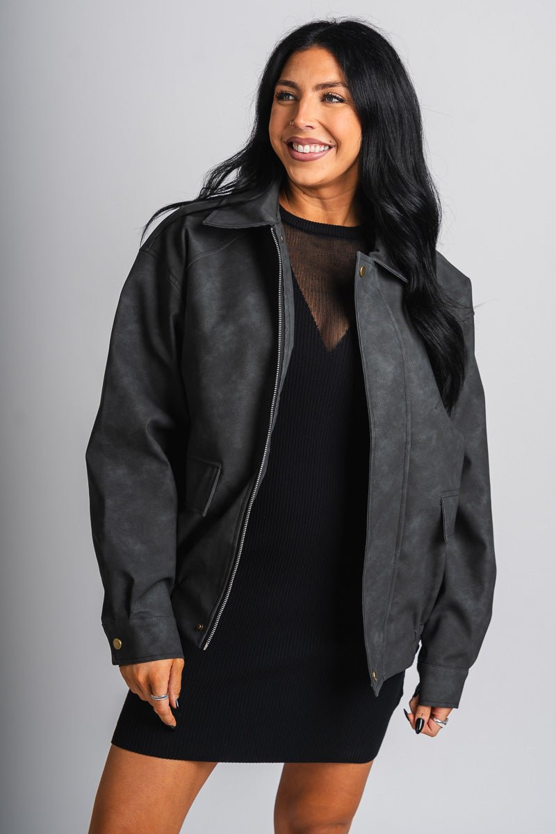 Boyfriend bomber jacket black – Trendy Jackets | Cute Fashion Blazers at Lush Fashion Lounge Boutique in Oklahoma City