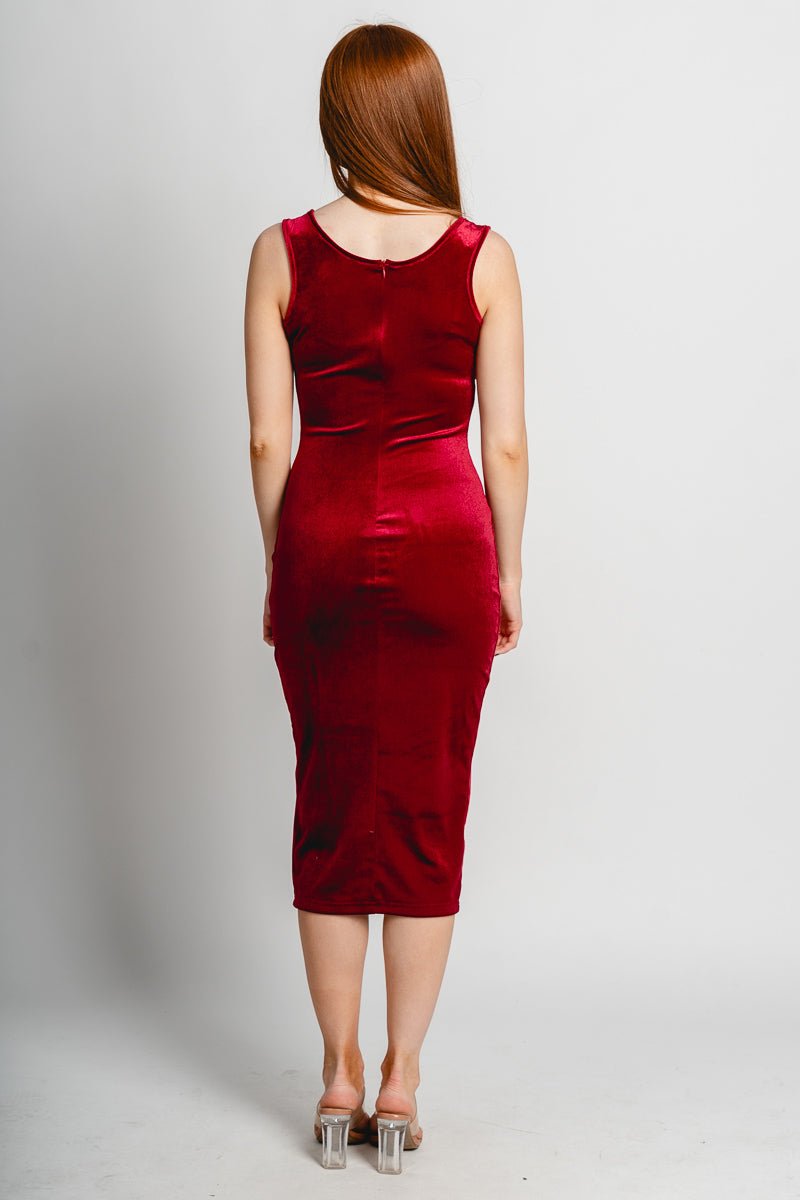 Velvet bodycon dress burgundy - Affordable dress - Boutique Dresses at Lush Fashion Lounge Boutique in Oklahoma City