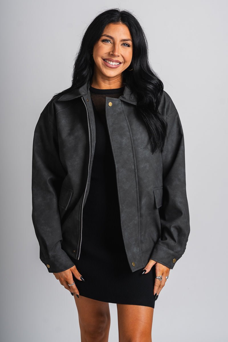 Boyfriend bomber jacket black – Affordable Blazers | Cute Black Jackets at Lush Fashion Lounge Boutique in Oklahoma City