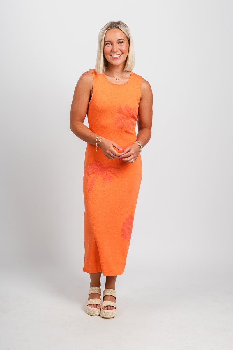 Sweater midi dress orange - Stylish dress - Trendy Staycation Outfits at Lush Fashion Lounge Boutique in Oklahoma City