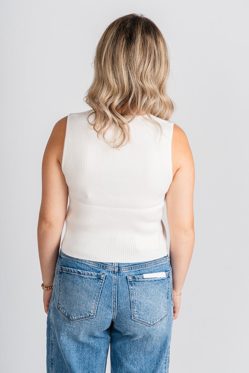 Bow detail tank top cream