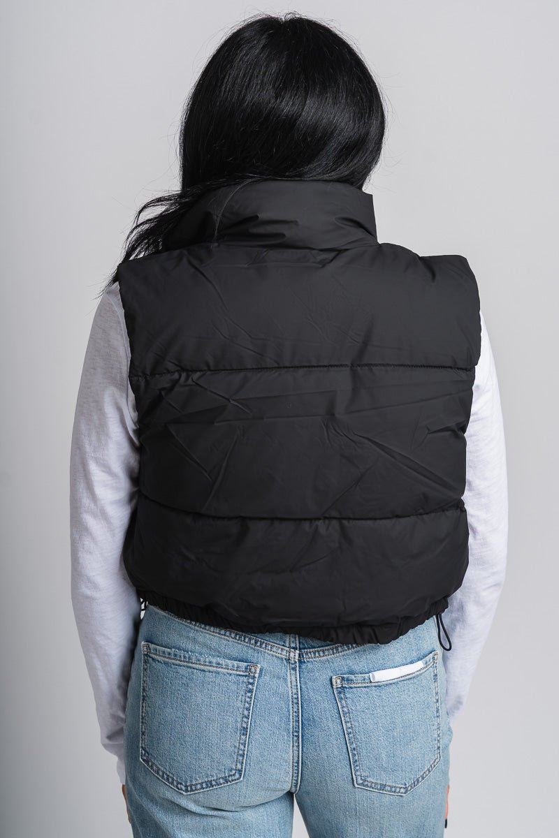 Crop puffer vest black