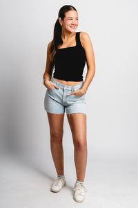 Square neck tank top off black Stylish tank top - Womens Fashion Tank Tops at Lush Fashion Lounge Boutique in Oklahoma City