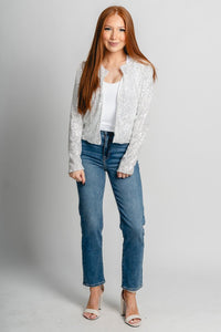 Sequin crop jacket silver – Fashionable Jackets | Trendy Blazers at Lush Fashion Lounge Boutique in Oklahoma City