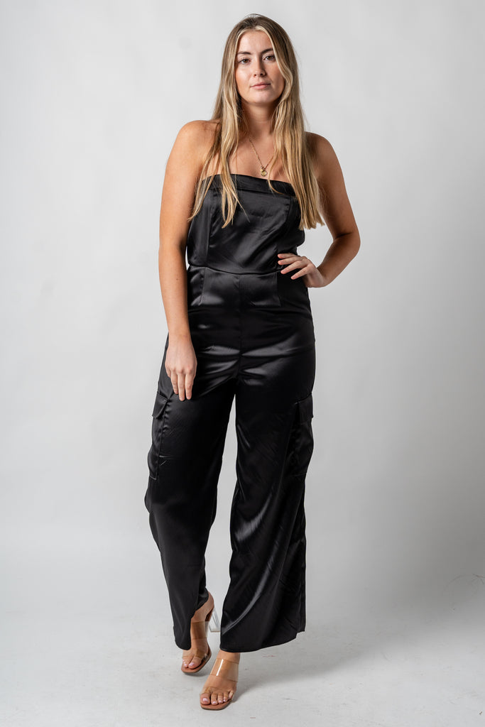 LONG CARGO JUMPSUIT - Black