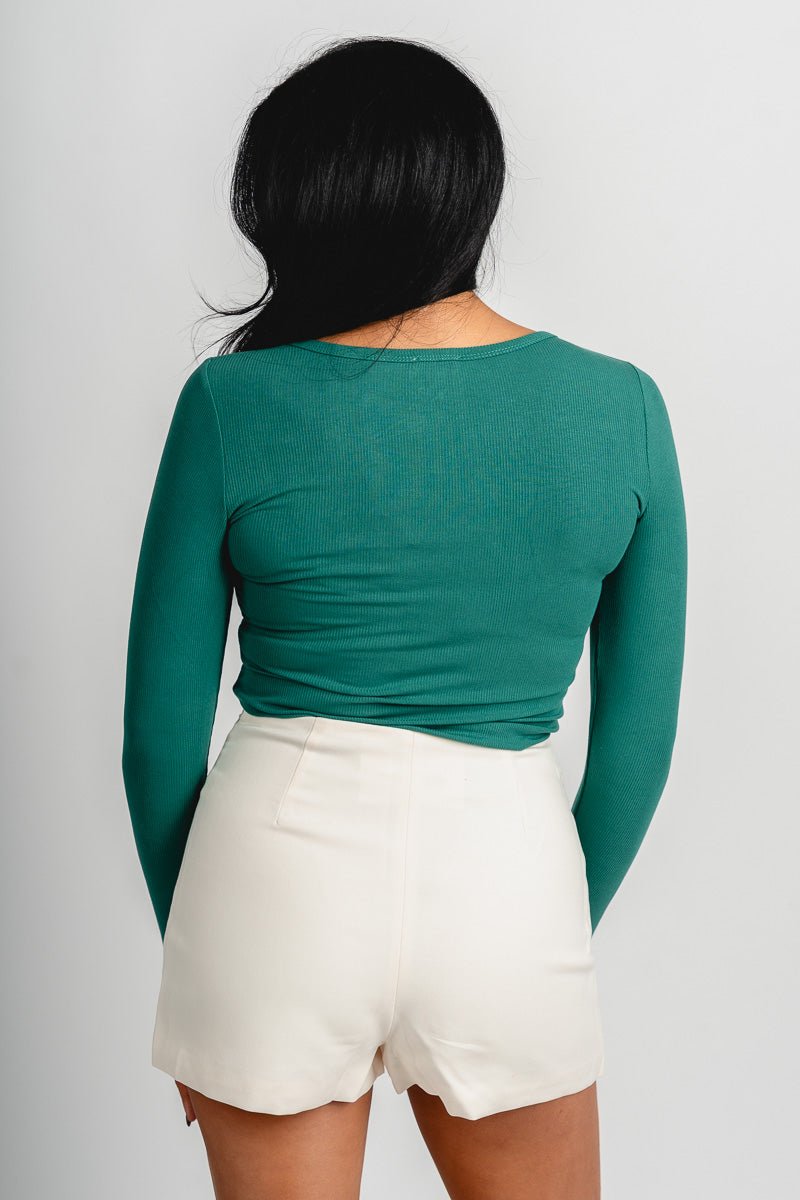 Long sleeve ribbed bodysuit green