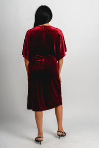 Velvet midi dress wine - Affordable dress - Boutique Dresses at Lush Fashion Lounge Boutique in Oklahoma City