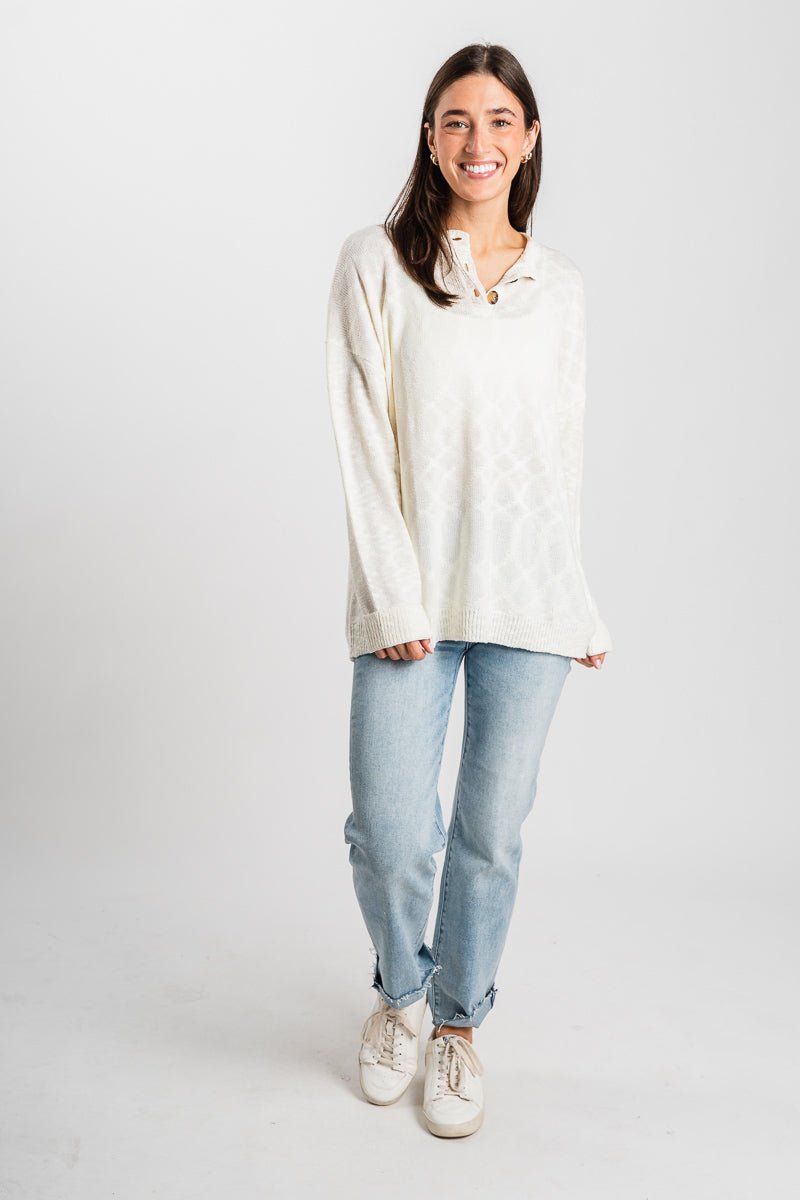 Knit lightweight sweater ivory - Trendy Sweaters | Cute Pullover Sweaters at Lush Fashion Lounge Boutique in Oklahoma City