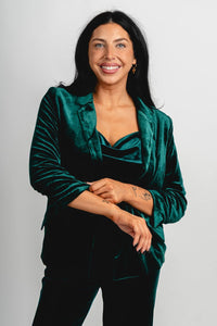 Velvet blazer hunter green – Affordable Blazers | Cute Black Jackets at Lush Fashion Lounge Boutique in Oklahoma City