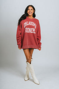 OU OU Oklahoma Sooners simple oversized sweatshirt crimson Sweatshirt | Lush Fashion Lounge Trendy Oklahoma University Sooners Apparel & Cute Gameday T-Shirts