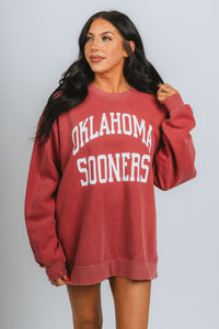OU OU Oklahoma Sooners simple oversized sweatshirt crimson Sweatshirt | Lush Fashion Lounge Trendy Oklahoma University Sooners Apparel & Cute Gameday T-Shirts