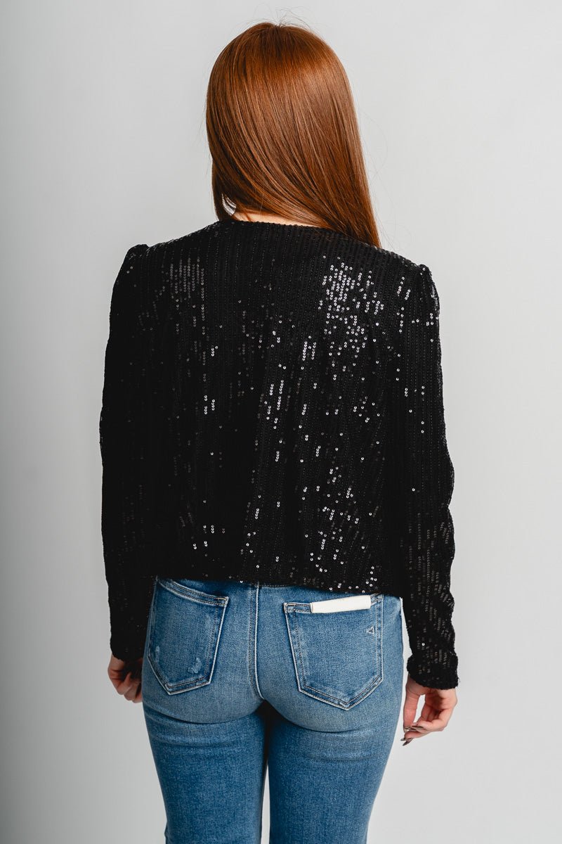 Sequin crop jacket black