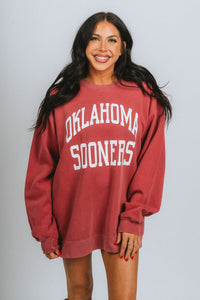OU OU Oklahoma Sooners simple oversized sweatshirt crimson Sweatshirt | Lush Fashion Lounge Trendy Oklahoma University Sooners Apparel & Cute Gameday T-Shirts