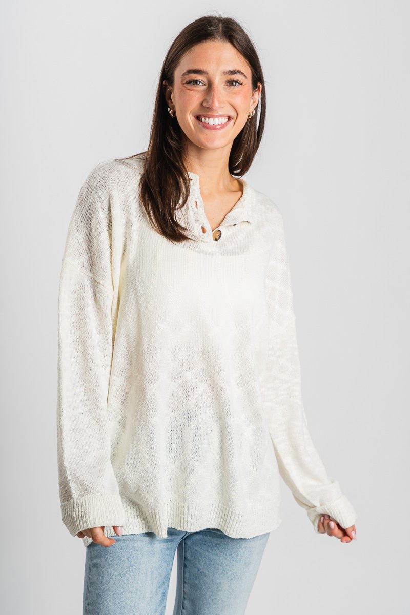 Knit lightweight sweater ivory