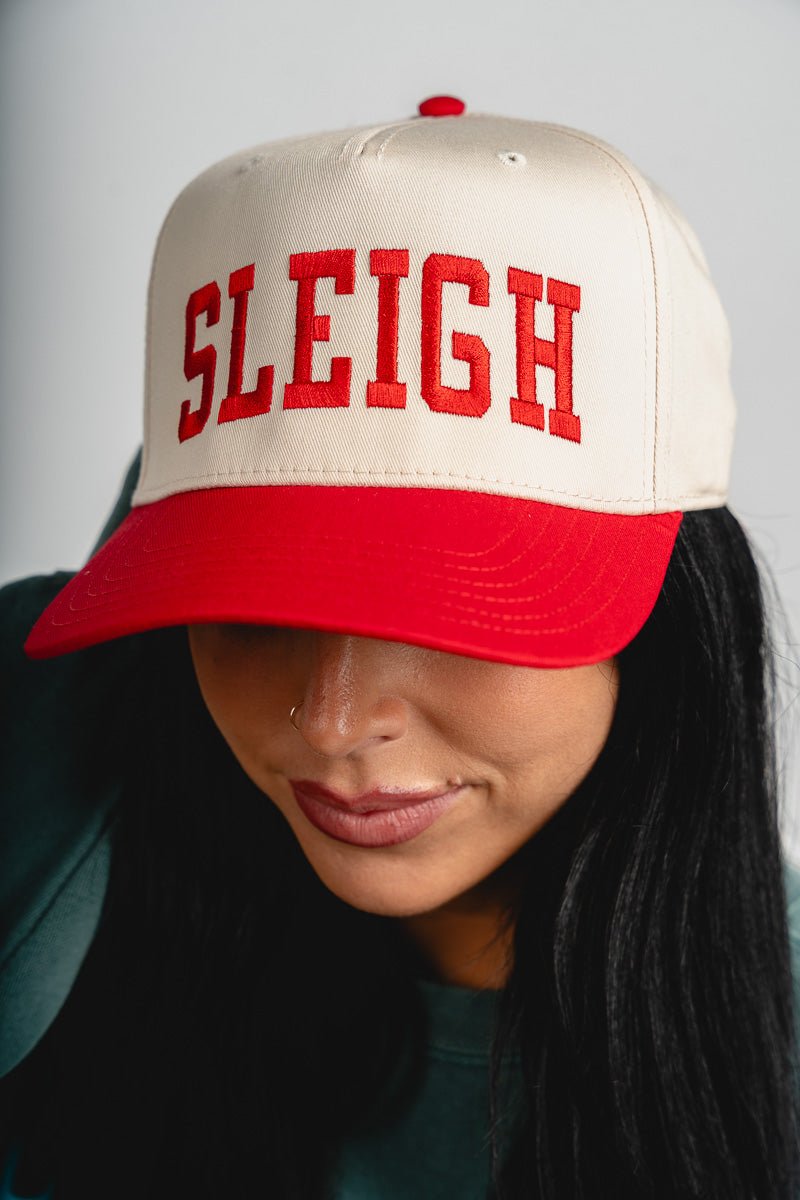 Sleigh two tone hat red/natural - Trendy Hats at Lush Fashion Lounge Boutique in Oklahoma City