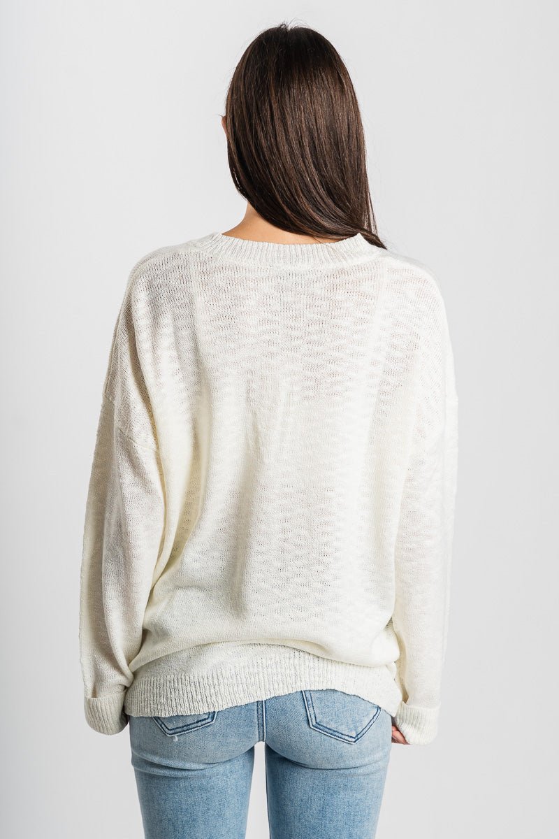 Knit lightweight sweater ivory