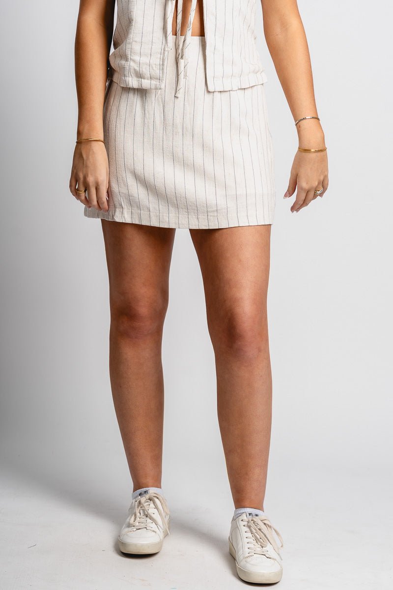 Striped Mini Skirt Oatmeal Oatmeal / Large Striped Mini Skirt Oatmeal Oatmeal / Large