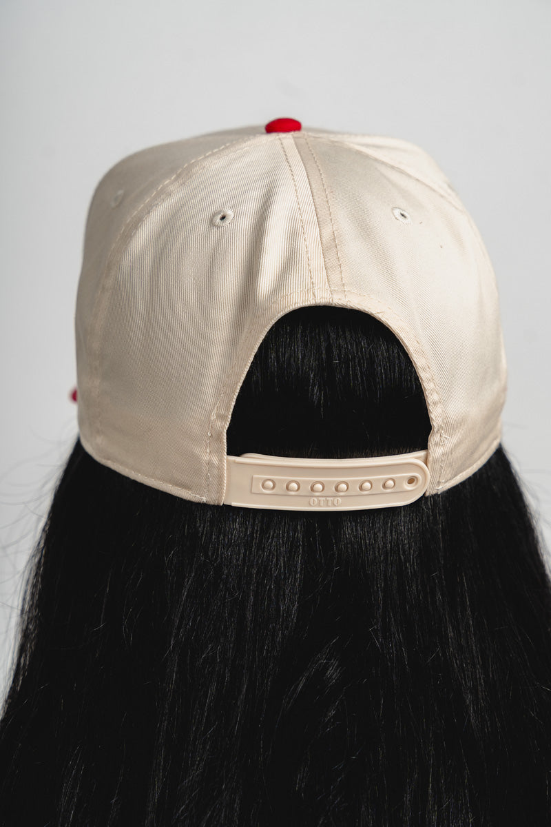 Sleigh two tone hat red/natural - Trendy Hats at Lush Fashion Lounge Boutique in Oklahoma City