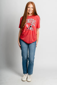 OU OU Sooners arch helmet unisex t-shirt red T-shirt | Lush Fashion Lounge Trendy Oklahoma University Sooners Apparel & Cute Gameday T-Shirts