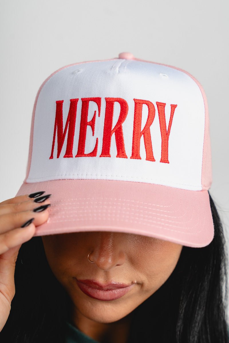 Merry two tone hat pink/white - Trendy Hats at Lush Fashion Lounge Boutique in Oklahoma City
