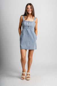Empire waist denim dress denim - Trendy dress - Fashion Dresses at Lush Fashion Lounge Boutique in Oklahoma City