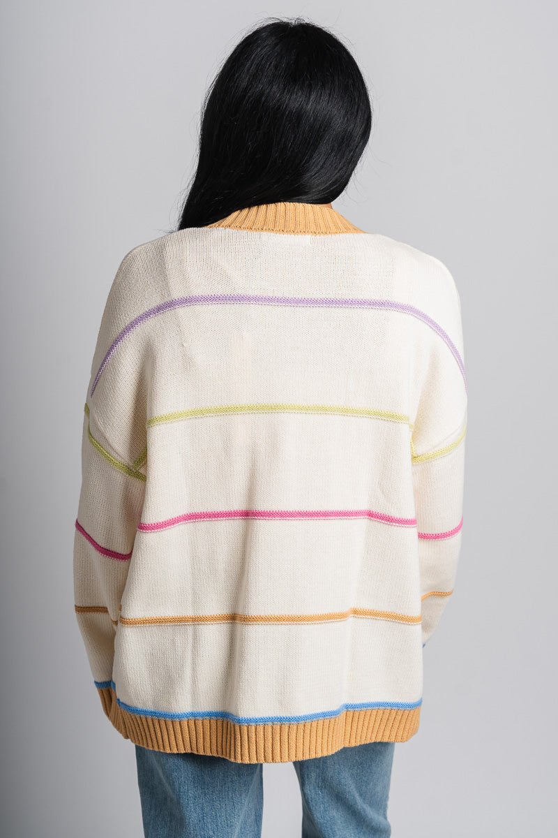 Stripe sweater cardigan ivory