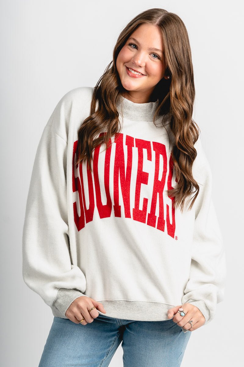 OU OU Sooners tall boy reversible mock neck sweatshirt Sweatshirt | Lush Fashion Lounge Trendy Oklahoma University Sooners Apparel & Cute Gameday T-Shirts