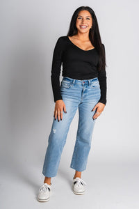 Flying Monkey high rise ankle straight jeans sweet time | Lush Fashion Lounge: boutique women's jeans, fashion jeans for women, affordable fashion jeans, cute boutique jeans