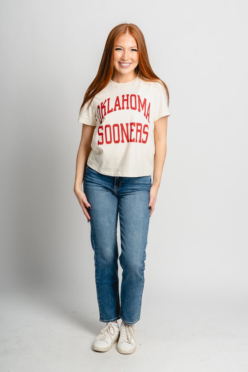 OU OU Sooners simple cropped t-shirt natural T-shirt | Lush Fashion Lounge Trendy Oklahoma University Sooners Apparel & Cute Gameday T-Shirts