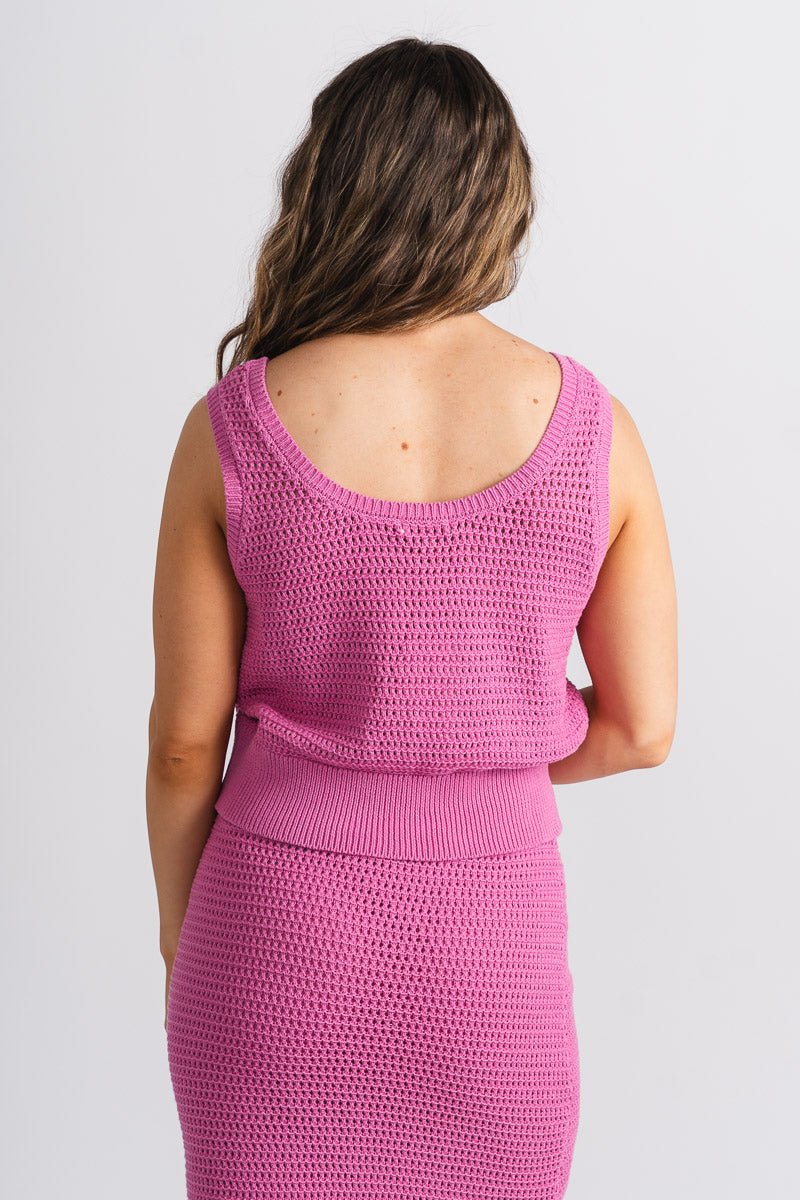 Crochet tank top rose violet - Adorable Tank Top - Stylish Vacation T-Shirts at Lush Fashion Lounge Boutique in Oklahoma City