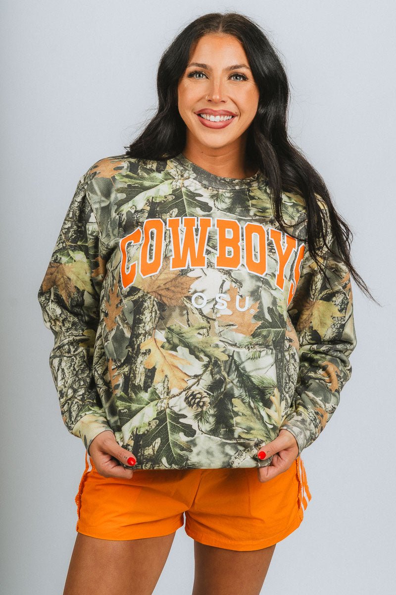 OSU OSU Cowboys gault full camo sweatshirt green Sweatshirt | Lush Fashion Lounge Trendy Oklahoma State Cowboys Apparel & Cute Gameday T-Shirts