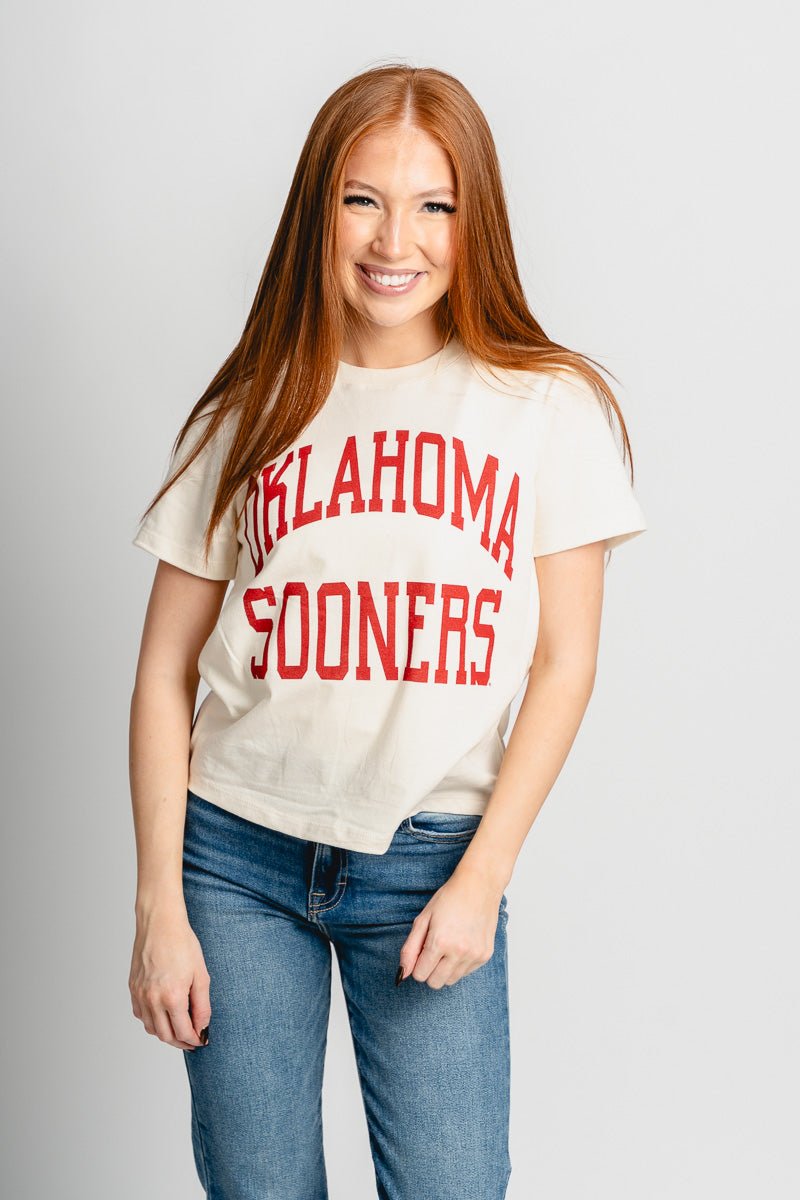 OU OU Sooners simple cropped t-shirt natural T-shirt | Lush Fashion Lounge Trendy Oklahoma University Sooners Apparel & Cute Gameday T-Shirts