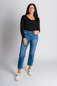 Flying Monkey mid rise crop straight jeans stately | Lush Fashion Lounge: boutique women's jeans, fashion jeans for women, affordable fashion jeans, cute boutique jeans