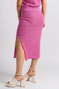 Crochet midi skirt rose violet - Adorable Skirt - Stylish Vacation T-Shirts at Lush Fashion Lounge Boutique in Oklahoma City