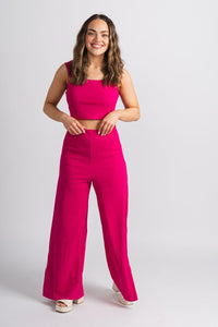 Wide leg pants fuchsia - Stylish Pants - Trendy Staycation Outfits at Lush Fashion Lounge Boutique in Oklahoma City