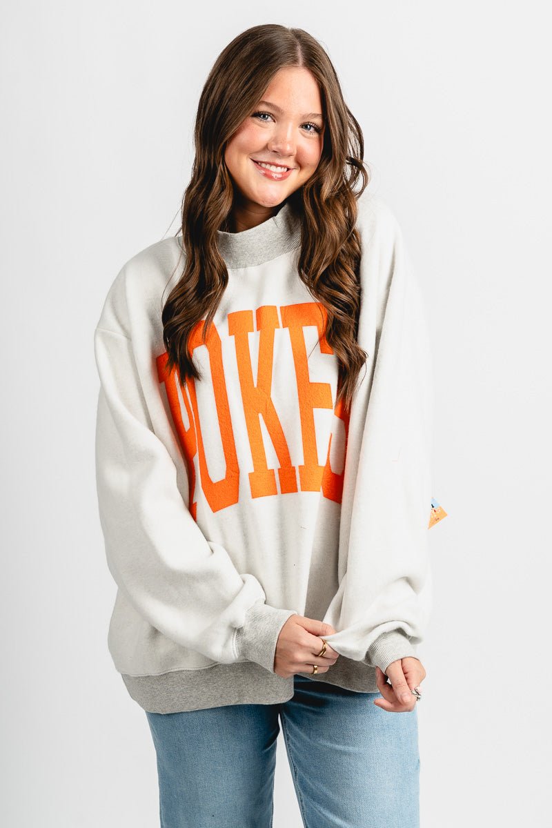 OSU OSU Pokes reverse mock neck sweatshirt grey Sweatshirt | Lush Fashion Lounge Trendy Oklahoma State Cowboys Apparel & Cute Gameday T-Shirts